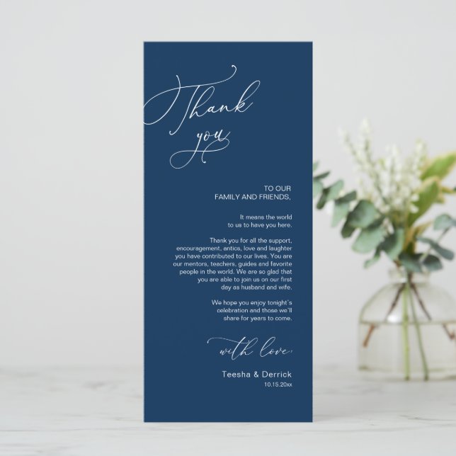 Romantic Wedding Place Setting Thank You Card (Standing Front)