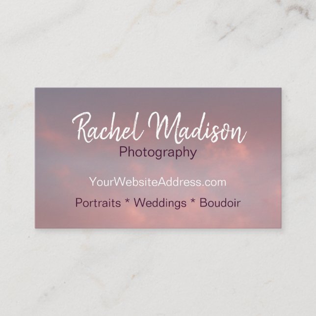 Romantic Wedding Portrait Photographer Photography Business Card (Front)