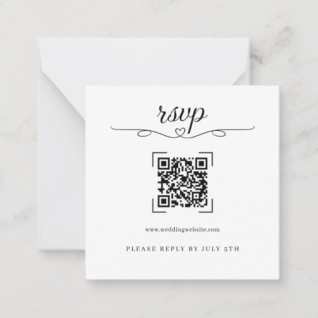 Romantic Wedding QR Code Online RSVP Cards (Front)
