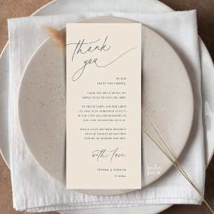 Romantic Wedding Reception Dinner Thank You Card