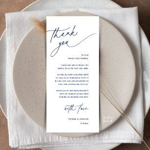 Romantic Wedding Reception Dinner Thank You Card