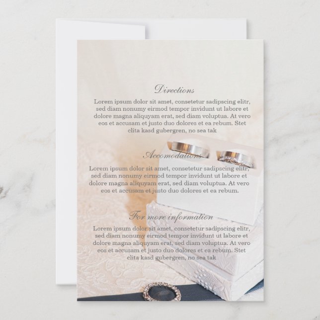 Romantic Wedding Ring - Wedding band- Directions Invitation (Front)