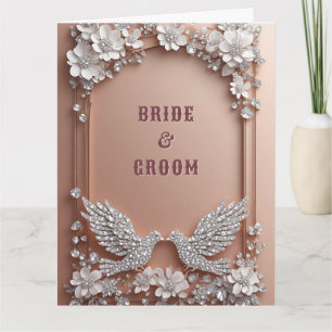 Romantic Wedding Rose Gold Doves Card