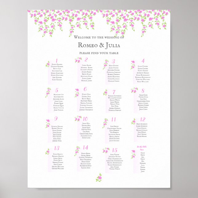 Romantic Wedding Seating Chart - Tables | Poster (Front)