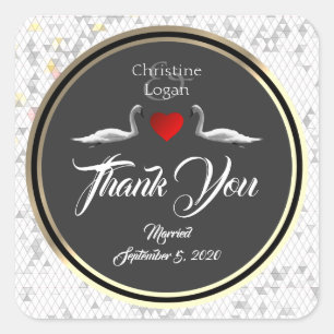 Romantic Wedding Swan  Square Sticker