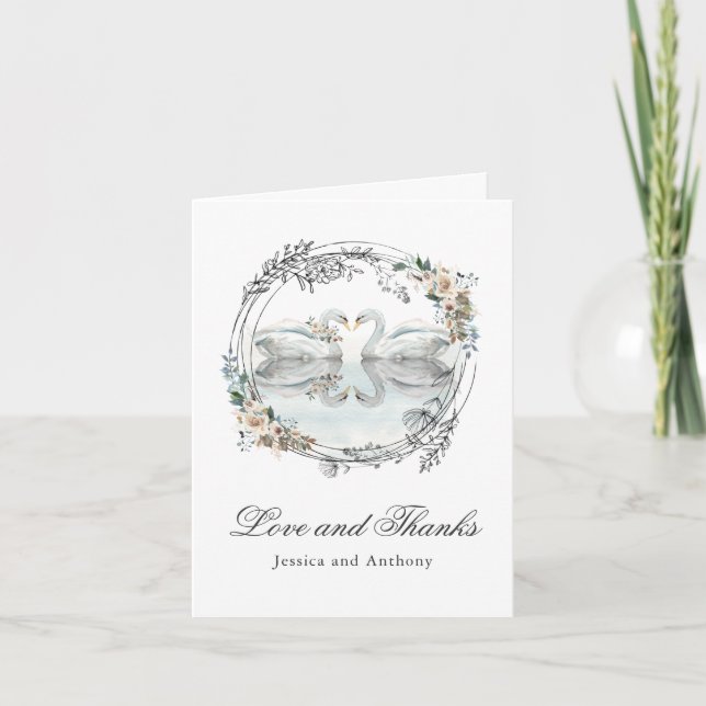 Romantic Wedding Swans Thank You (Front)