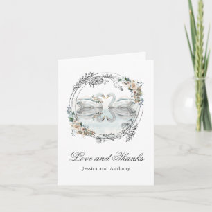 Romantic Wedding Swans Thank You Card