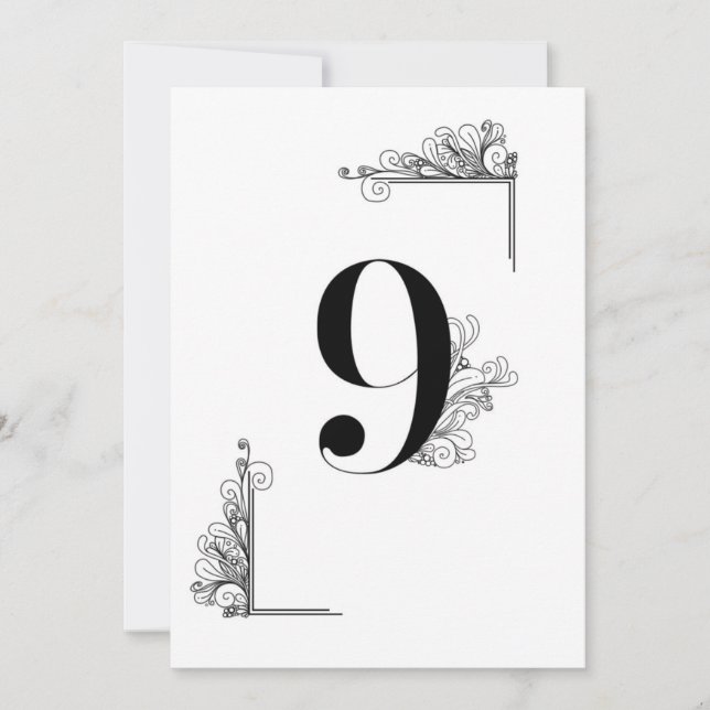 Romantic Wedding table number card (Front)