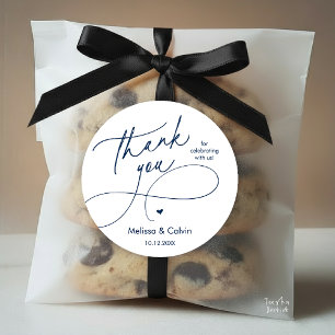 Romantic Wedding Thank you for celebrating with us Classic Round Sticker