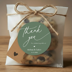 Romantic Wedding Thank you for celebrating with us Classic Round Sticker