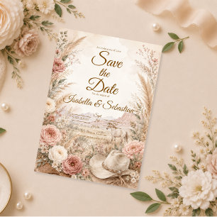 Romantic Western Floral Wedding Save The Date
