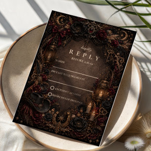 Romantic Western Goth Wedding RSVP Card