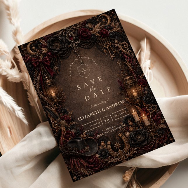 Romantic Western Goth Wedding Save The Date (Creator Uploaded)