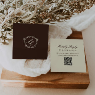 Romantic Western Monogram Wedding QR Code Enclosure Card