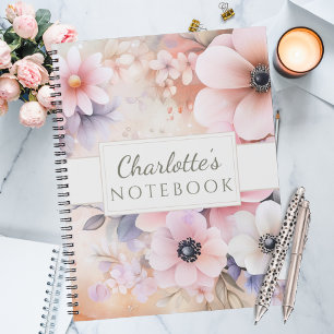 Romantic Where Thoughts Bloom Watercolor Floral Notebook