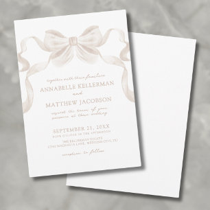 Romantic Whimsical Bow Elegant Wedding Invitation