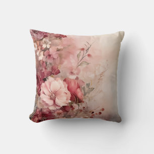 Romantic whimsical floral throw pillow