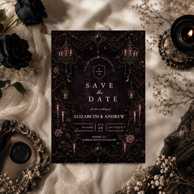 Romantic Whimsy Goth Wedding Save The Date (Creator Uploaded)