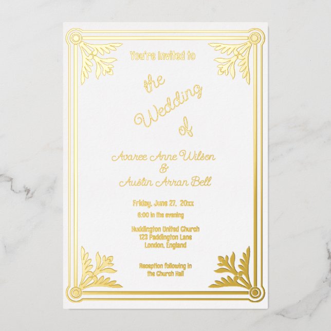 Romantic White and Gold Foil Frame  (Front)