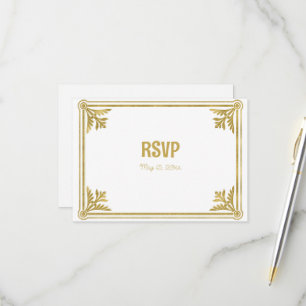 Romantic White and Gold Frame  RSVP Card