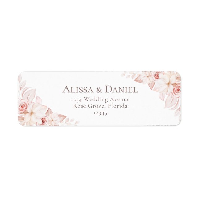 Romantic White Blush and Pink Floral Address Label (Front)