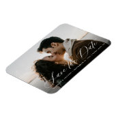 Romantic White Calligraphy Photo Save the Date Magnet (Left Side)