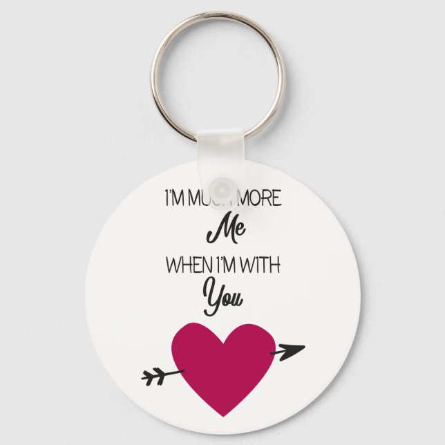 Romantic white elegant with pink heart keychain (Front)