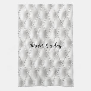 Romantic White Faux Leather Kitchen Towel