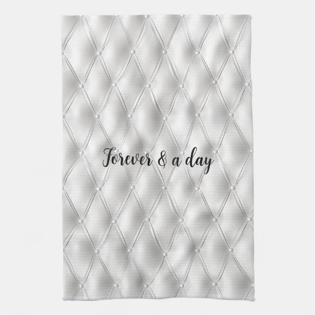 Romantic White Faux Leather Kitchen Towel (Vertical)