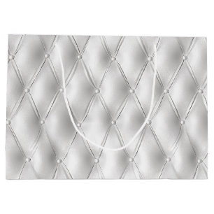 Romantic White Faux Leather Large Gift Bag