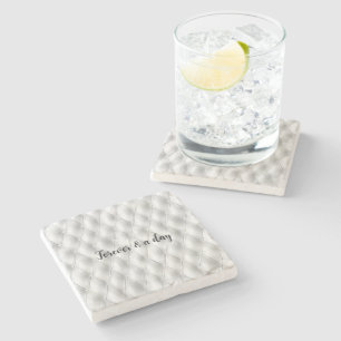 Romantic White Faux Leather Stone Coaster