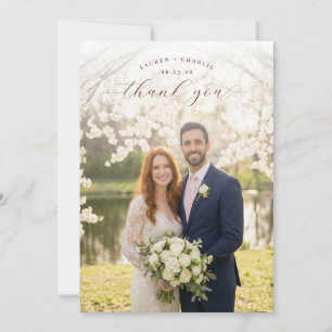 Romantic White Floral Photo Thank You Card