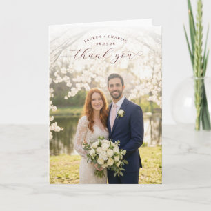 Romantic White Floral Photo Thank You Card