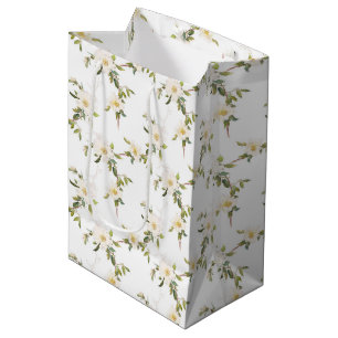 Romantic White Floral Wedding Medium Gift Bag