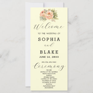Romantic White Floral Yellow Wedding Program