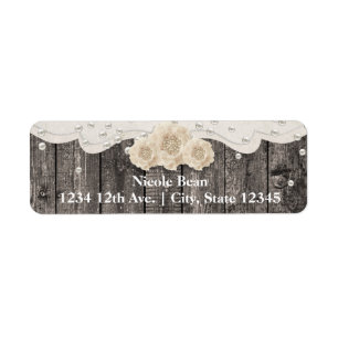 Romantic White Flower & Pearls Rustic Wood