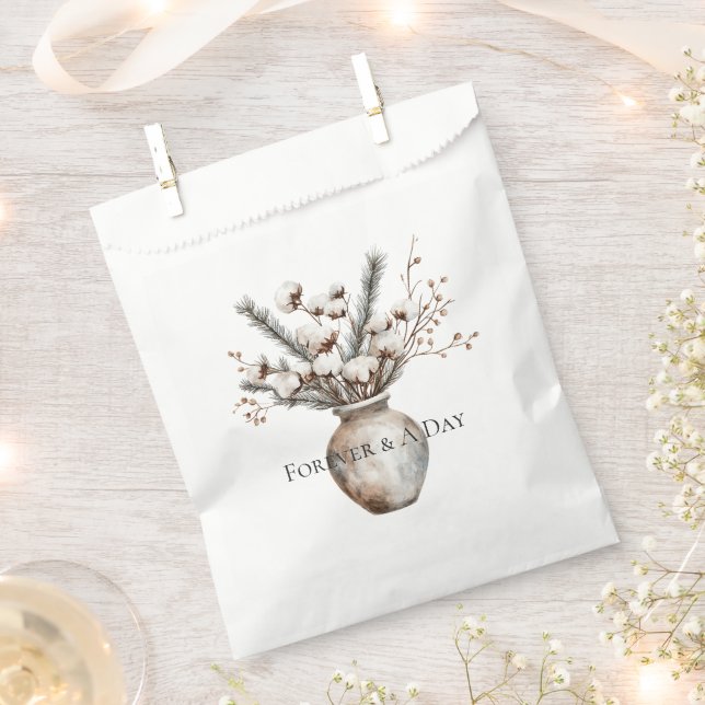 Romantic White Flowering Tree in Vase Wedding Favour Bag (Clipped)