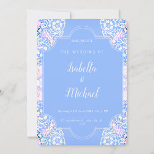 Romantic white flowers lace  invitation