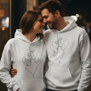 Romantic White Hoodie for Couples