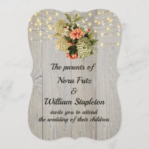Romantic White Hydrangea Pink Carnation Invitation