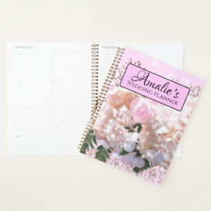 Romantic white lace hydrangeas pink roses Wedding Planner