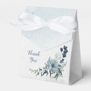 romantic white navy & dusty blue flowers wedding favor box