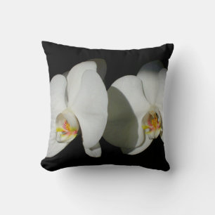 Romantic White Orchids, tropical floral photo Throw Pillow