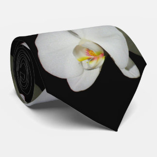 Romantic White Orchids, tropical floral photo Tie