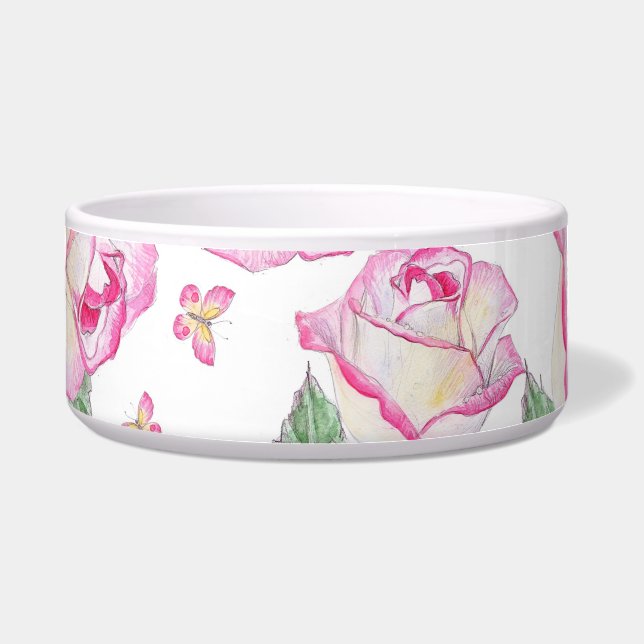 Romantic white pink yellow summer rose floral (Front)