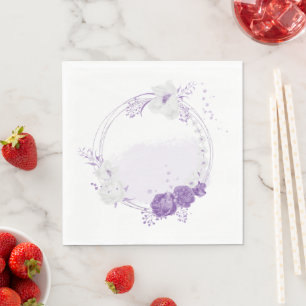 romantic white & purple wedding napkin