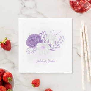 romantic white & purple wedding  napkins