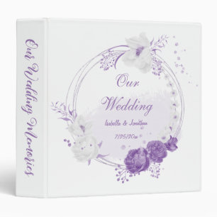 romantic white & purple wedding photo album binder