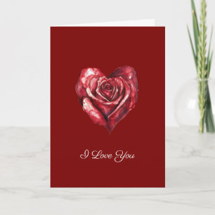 Romantic White Red Rose Heart Love Card