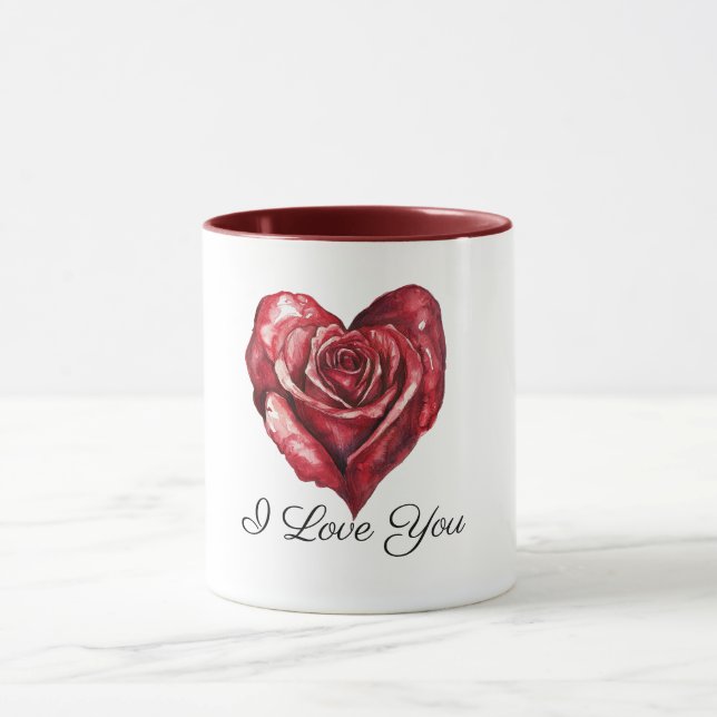 Romantic White Red Rose Heart Love Mug (Center)